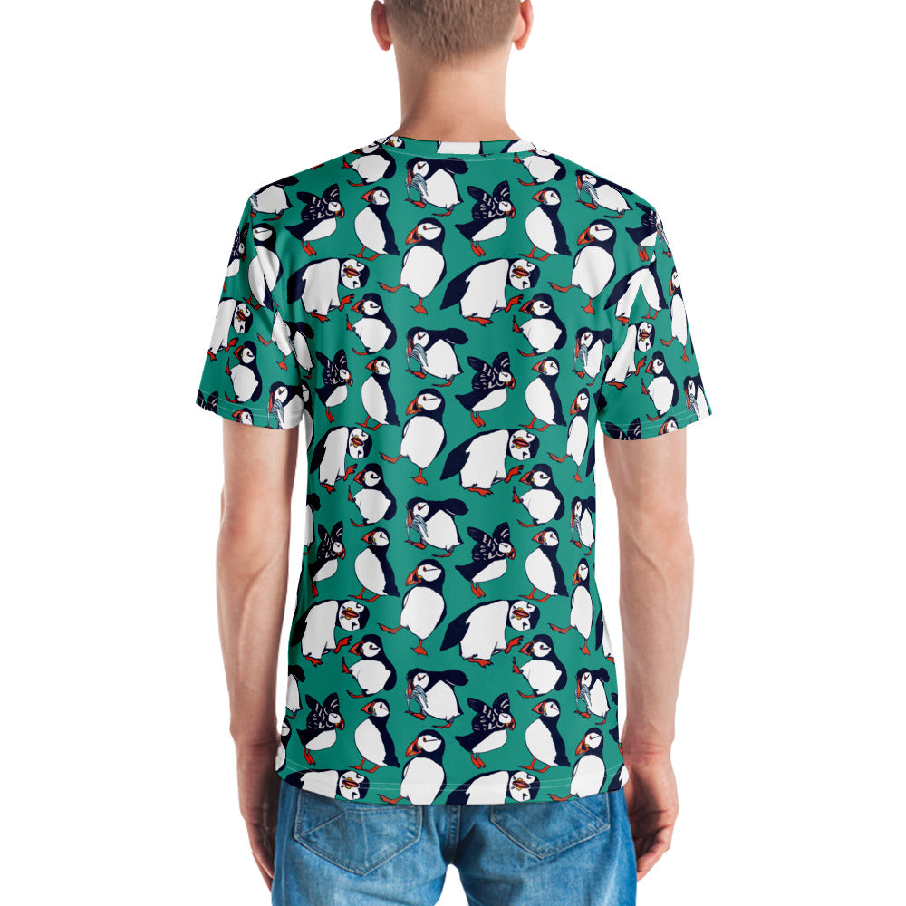 Puffin Parade: Teal All-Over Puffin T-Shirt