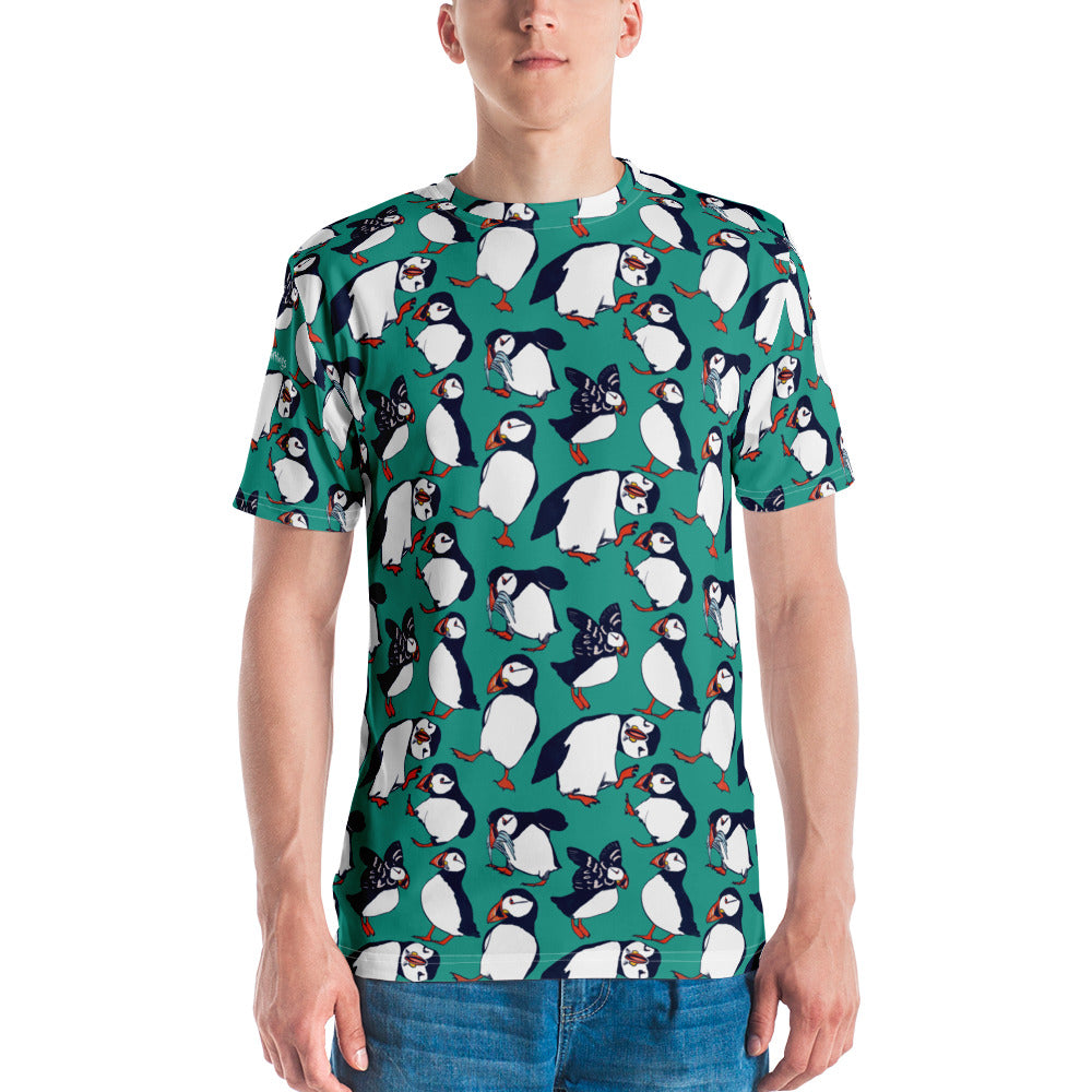 Puffin Parade: Teal All-Over Puffin T-Shirt