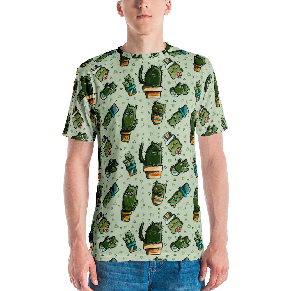 Cactus Catscape: Artistic All-Over Tee