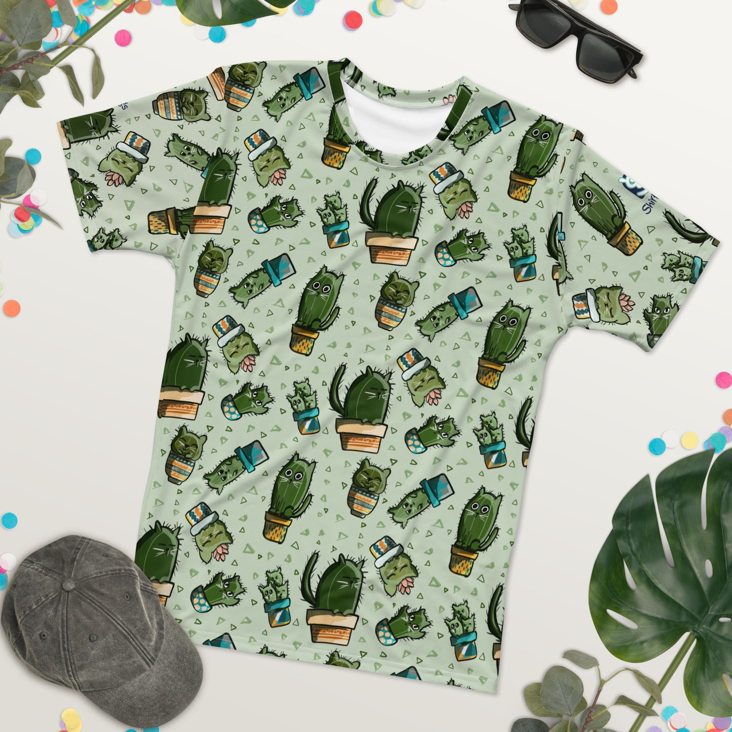 Cactus Catscape: Artistic All-Over Tee