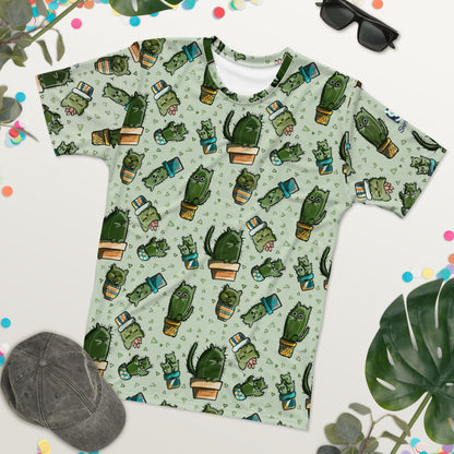 Cactus Catscape: Artistic All-Over Tee