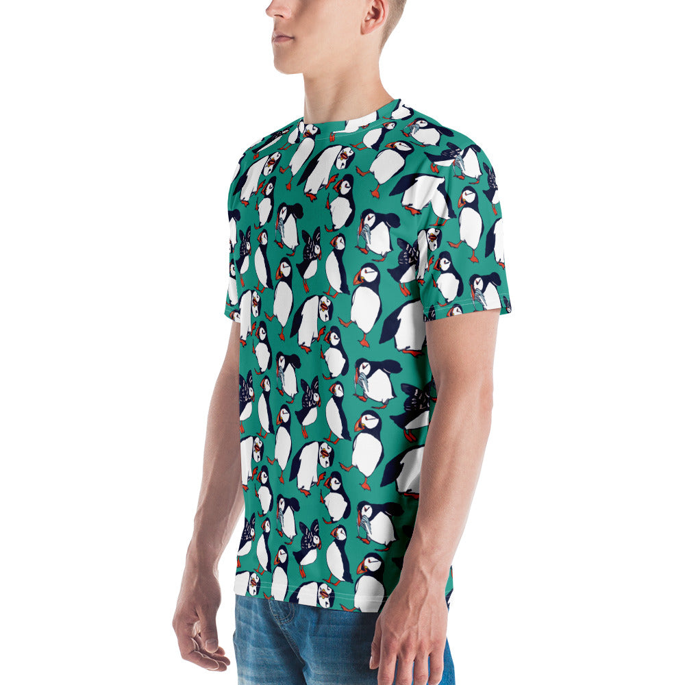 Puffin Parade: Teal All-Over Puffin T-Shirt