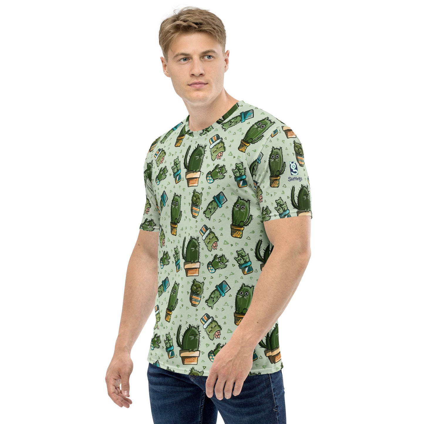 Cactus Catscape: Artistic All-Over Tee