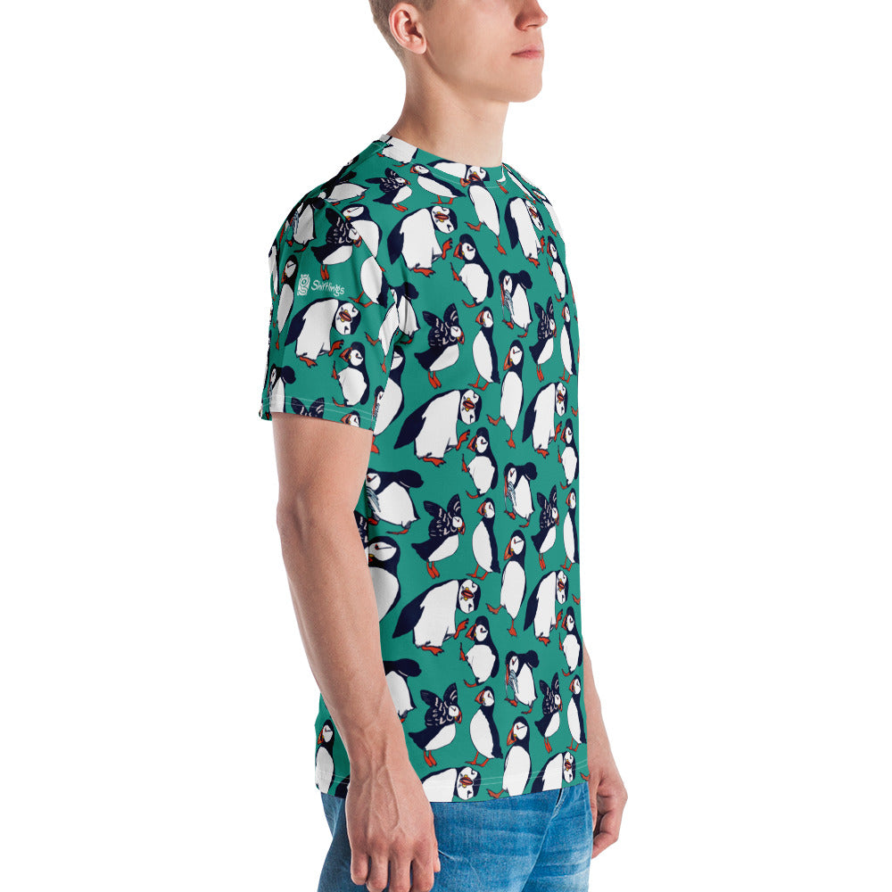 Puffin Parade: Teal All-Over Puffin T-Shirt