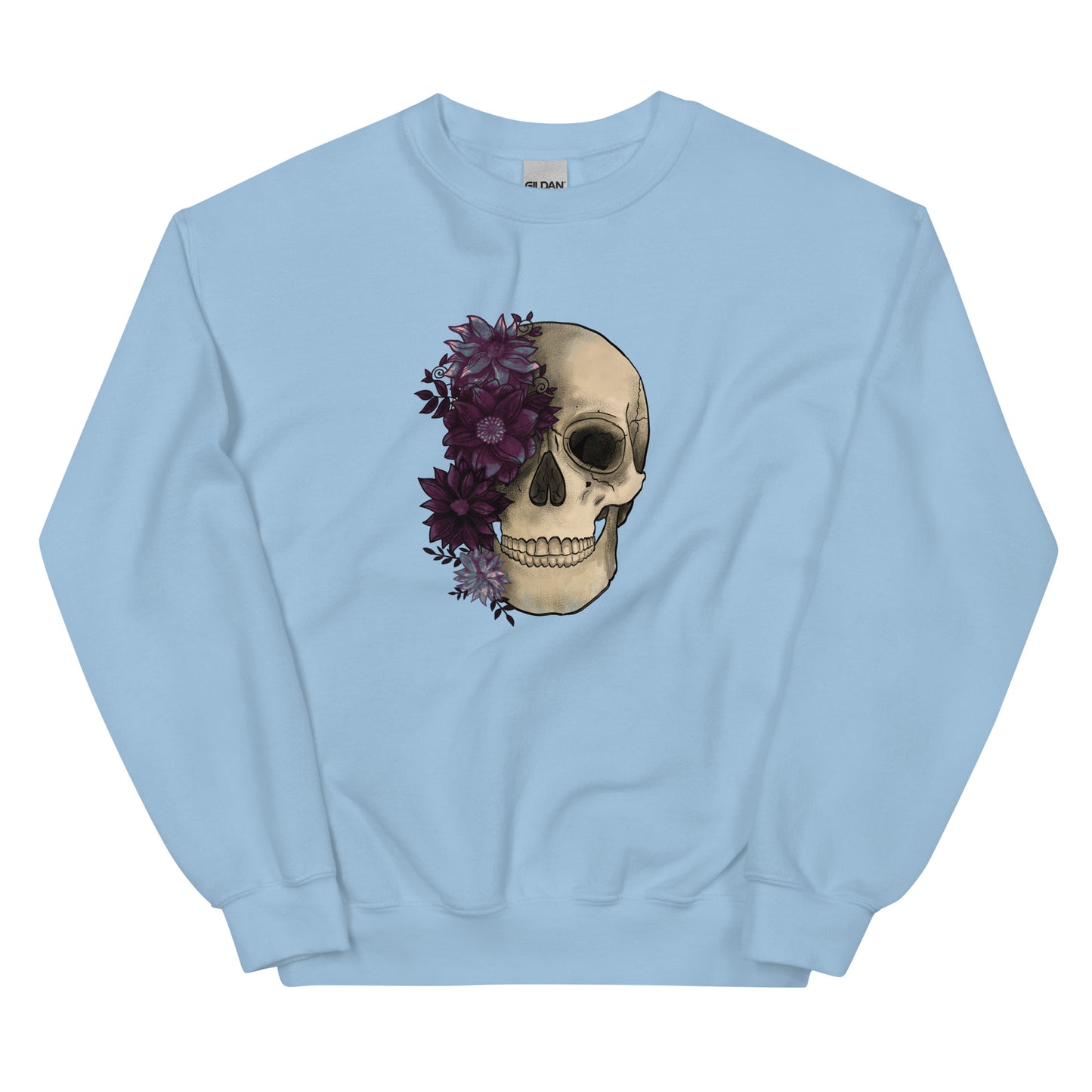 Floral Fusion Crewneck Sweatshirt: The Half-Bloomed Skull