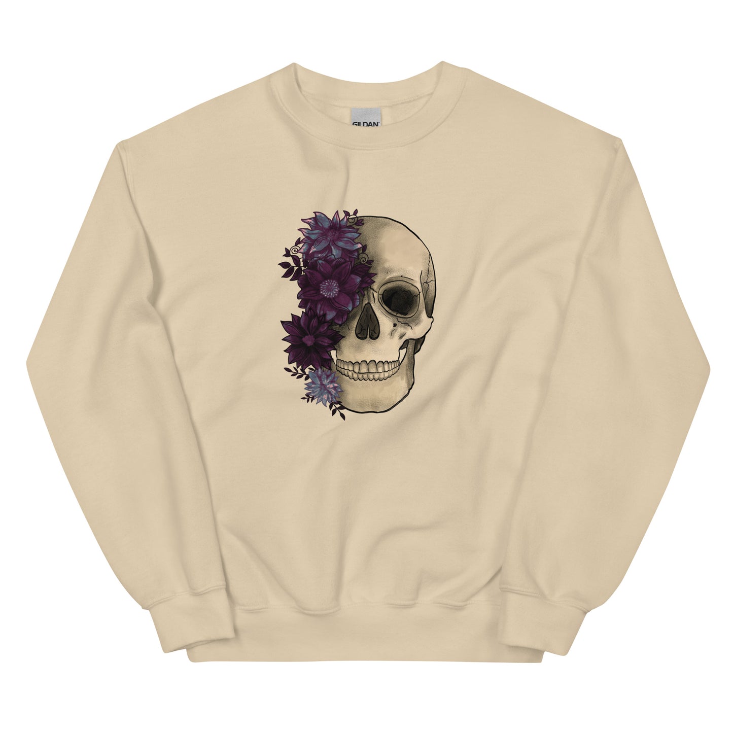 Floral Fusion Crewneck Sweatshirt: The Half-Bloomed Skull