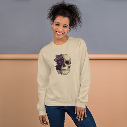 Floral Fusion Crewneck Sweatshirt: The Half-Bloomed Skull