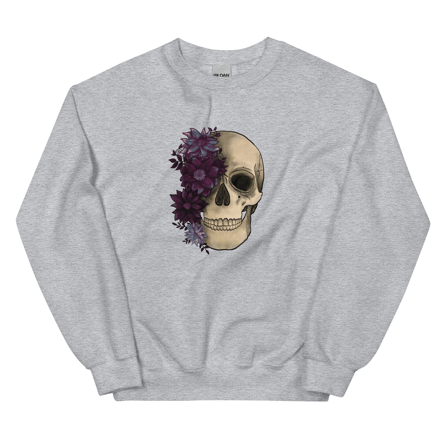 Floral Fusion Crewneck Sweatshirt: The Half-Bloomed Skull