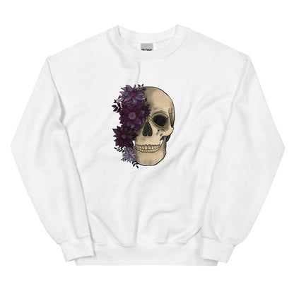 Floral Fusion Crewneck Sweatshirt: The Half-Bloomed Skull