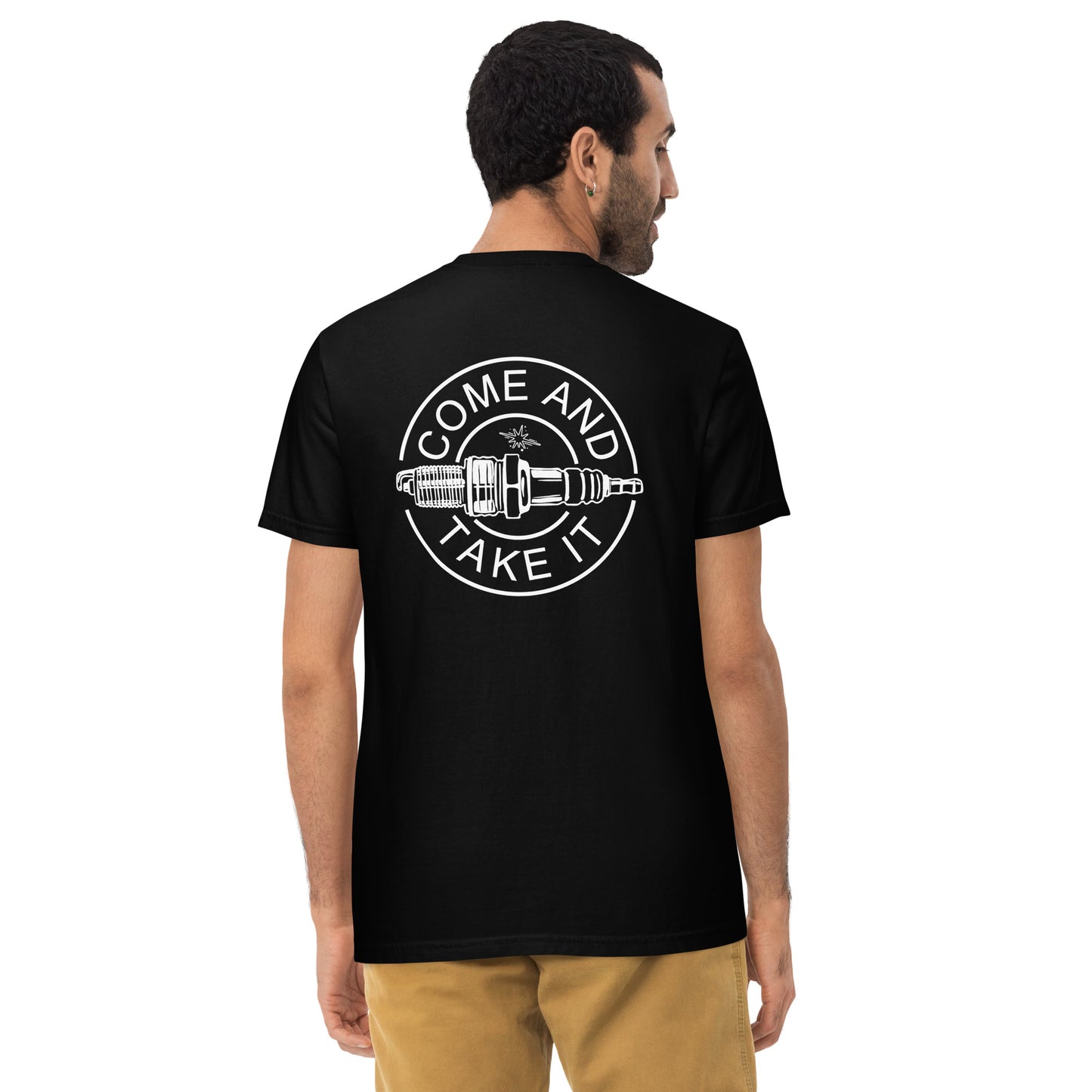 Spark Plug Standoff Car Guy Pocket Tee