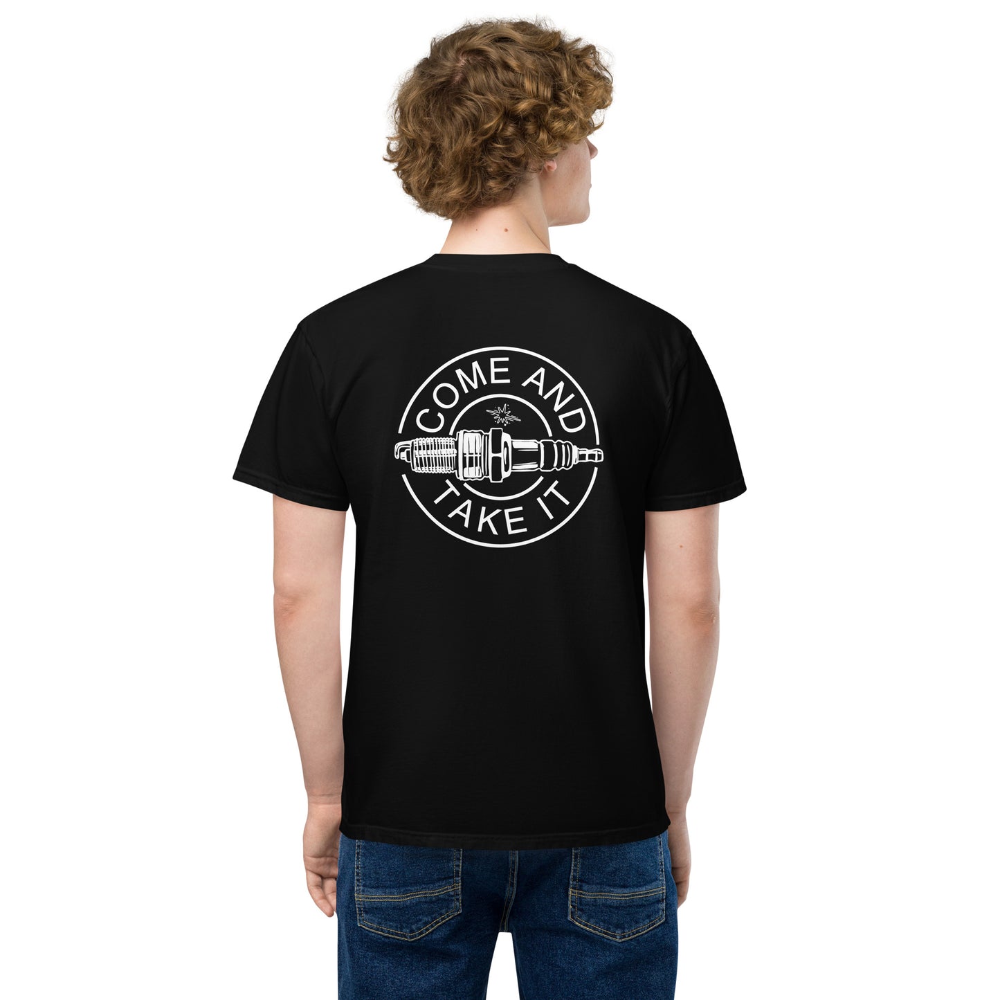 Spark Plug Standoff Car Guy Pocket Tee