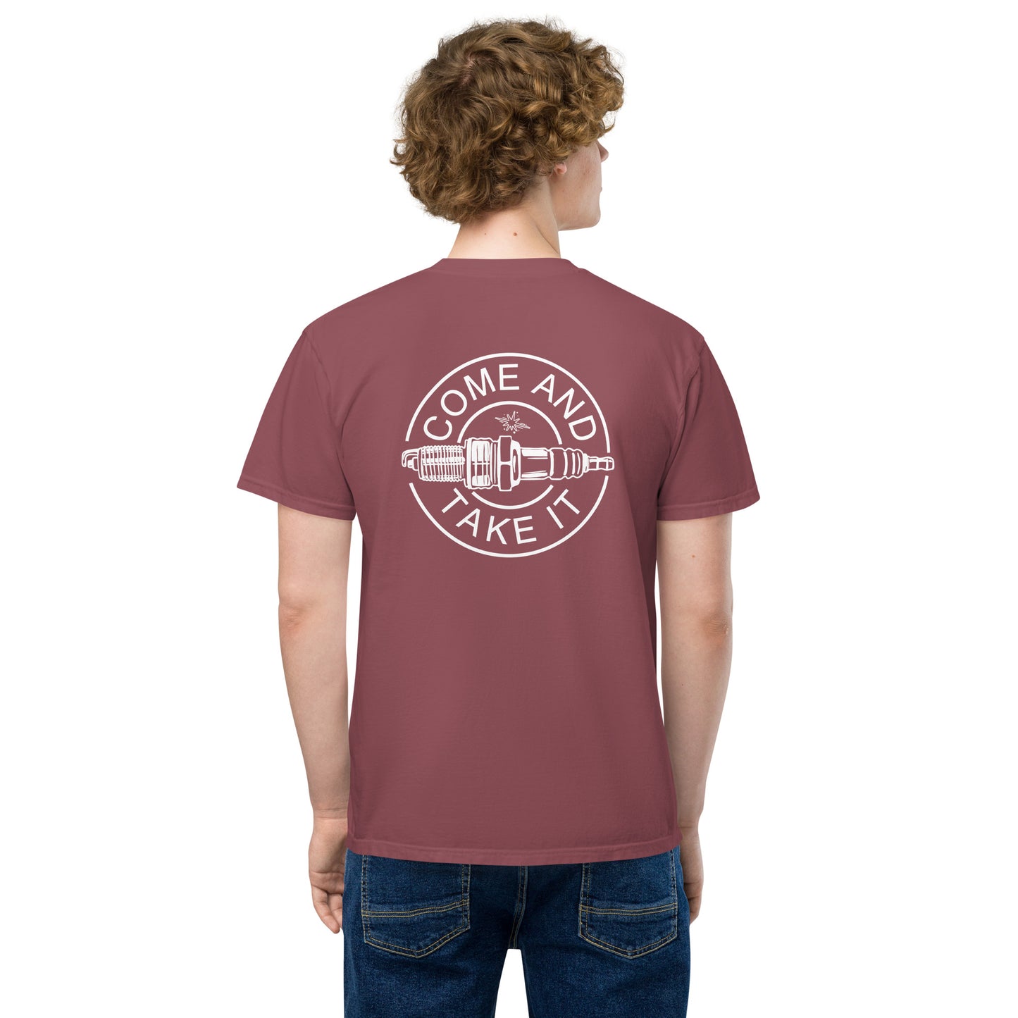 Spark Plug Standoff Car Guy Pocket Tee