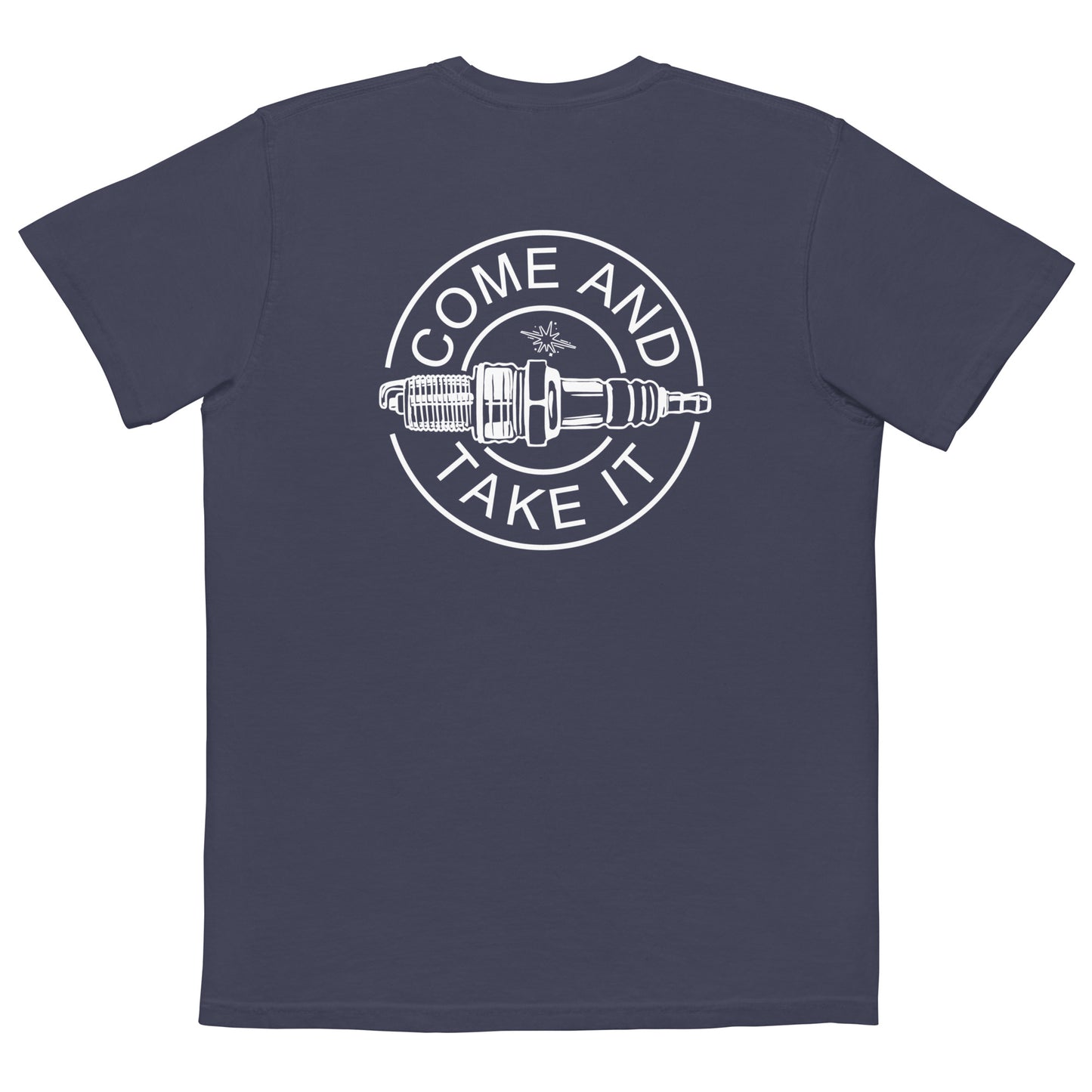 Spark Plug Standoff Car Guy Pocket Tee