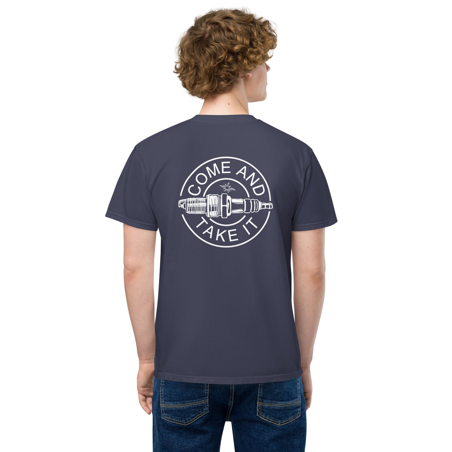 Spark Plug Standoff Car Guy Pocket Tee