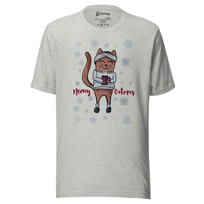 Cat Lover's Christmas Delight: 'Meowy Catmas' Tee