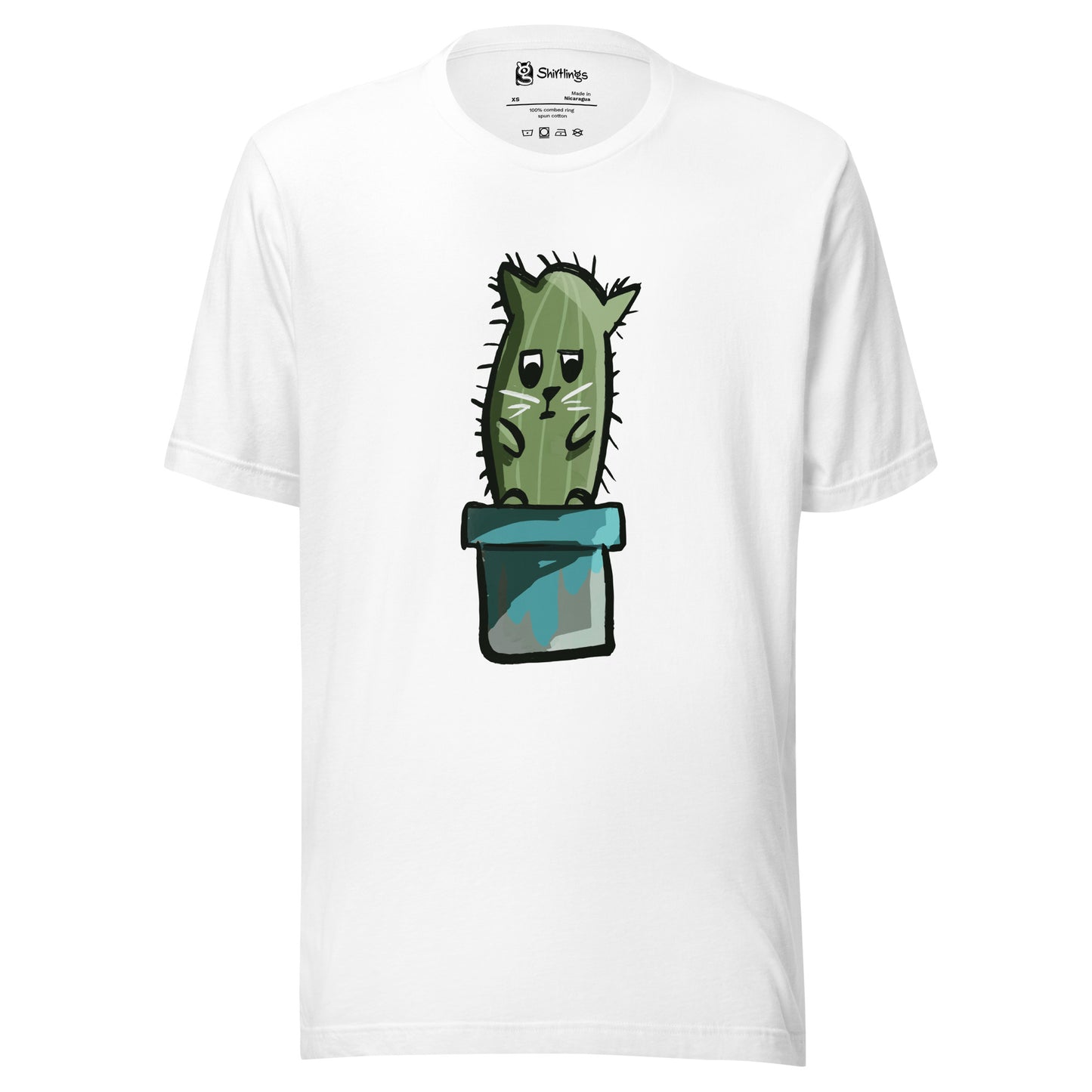 Prickle Meow: Feline Flair in a Pot Tee